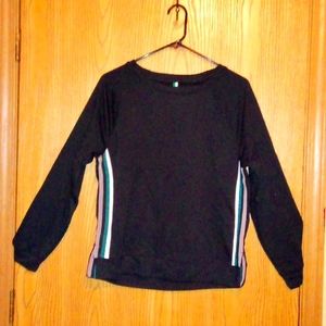 BLaCK/white,grey,green side-striped long sleeve sweatshirt Size:M *See pics PLZ*